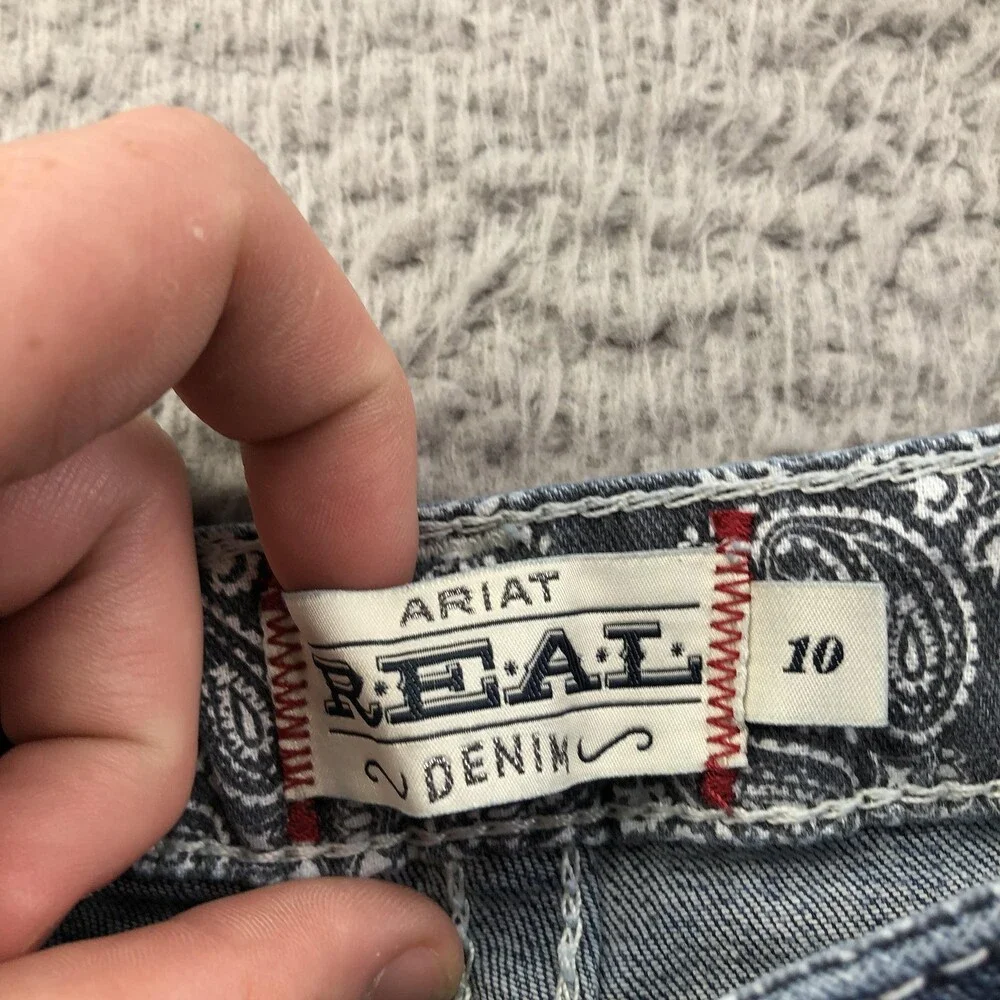 Ariat Shorts Girls 10 Blue Denim Jean Cut-Off Distressed Western REAL Pockets